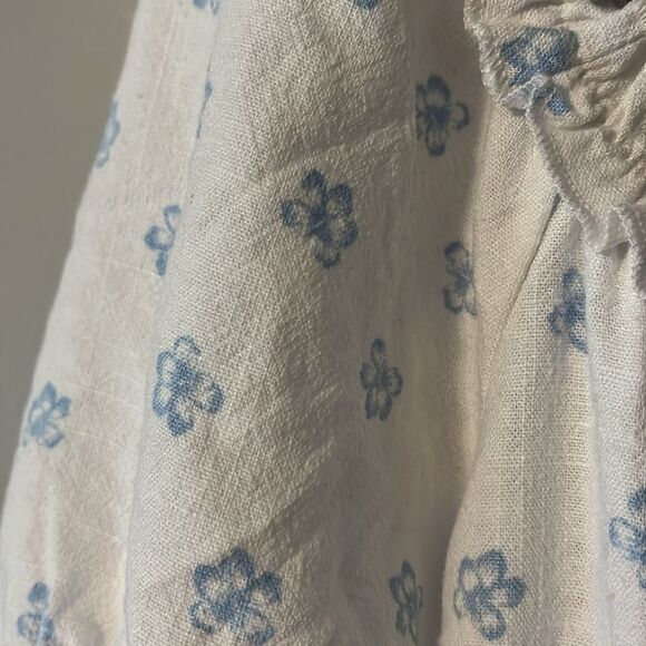 New! LA Hearts Linen Blend Floral Corset Top White & Blue Ruffles Size M - Picture 5 of 10